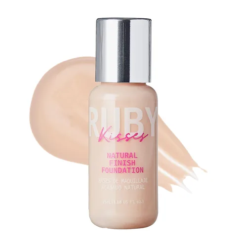 Ruby Kisses Base líquida de cobertura media, ligera, acabado natural, maquillaje facial para todo tipo de piel, maquillaje coreano (porcelana justa)
