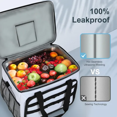 Miniatura 7 de ZAKEEP - Bolsa de enfriamiento suave, 30 latas, enfriador plegable con correas ajustables para el hombro, baúl de hielo blanco para acampar, playa