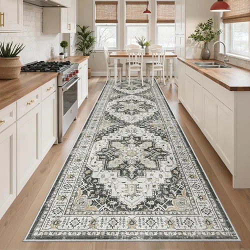 Miniatura 75 de Madane Tapete lavable de 2 x 10 pies para pasillo, cocina, recibidor, clásico, suave, antideslizante para interiores, casa de campo, baño, sala