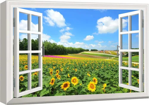 Miniatura 53 de wall26 - Cuadro en lienzo para pared, vista de ventana, río neón turquesa, rápido, bosque, lago, arroyo, naturaleza salvaje, fotografía, realismo