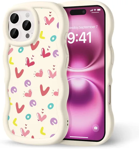 Miniatura 19 de Compatible con iPhone SE/8/7 Funda para Mujeres y Niñas, Marco Ondulado Rizado con Patrón Lindo, Estética Delgada Suave Silicona TPU Parachoques