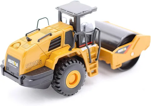 Miniatura 8 de Juguete de rodillo grande de metal a escala 1/60, juguete modelo de vehículos de construcción de metal, juguetes de coche de caja de arena al aire
