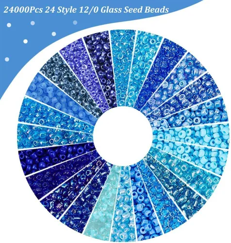 Miniatura 4 de PH PandaHall 24000 piezas Cuentas de semillas de vidrio 2mm 12/0 Mini Azul Amistad Cintura Cuentas Separadoras Pequeñas de 24 Colores para Hacer