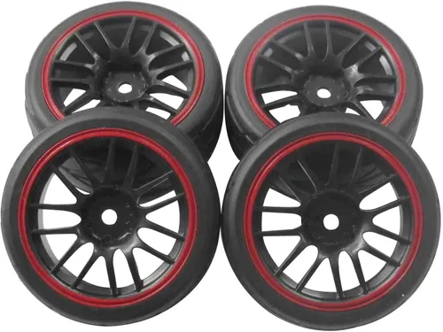 Miniatura 7 de ShareGoo - Llantas hexagonales de 0.472 in y neumáticos de goma de diámetro exterior de 2.59 pulgadas para auto de turismo RC 1/10 en carretera