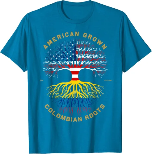 Miniatura 56 de Camiseta de regalo con la bandera de Estados Unidos con árbol de raíces colombianas