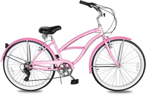 Miniatura 29 de MICARGI Bicicleta híbrida para adultos de 24/26 pulgadas, bicicleta híbrida de 1/7 velocidades para mujeres, hombres, personas mayores, bicicleta