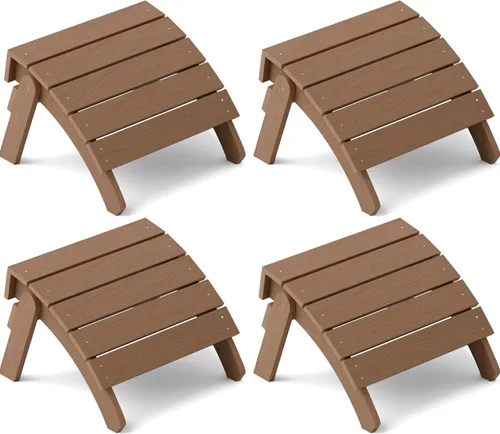 Miniatura 24 de YEFU Adirondack - Juego de 2 otomanas Adirondack, reposapiés de patio, reposapiés Adirondack plegable, resistente a la intemperie para silla Gris