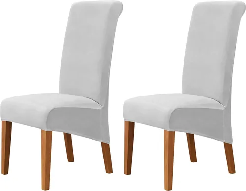 Miniatura 67 de Juego de 2 fundas de terciopelo para sillas de comedor, color beige, fundas elásticas para sillas de comedor y cocina, reutilizables, protector