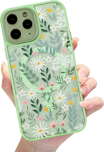 Miniatura 36 de Compatible con el teléfono 13 Pro - Funda magnética mate translúcida, de lujo, a prueba de golpes, magnética y con bonito patrón de flores, carcasa