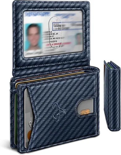 Miniatura 13 de BULLIANT Billetera para hombre, delgada de cuero, bolsillo frontal, tarjetero para regalo, para hombres, 11 ranuras con bloqueo RFID, Minimalista