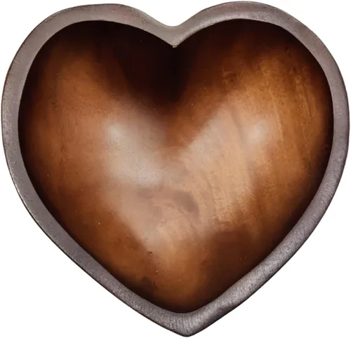 Miniatura 21 de WitnyStore Cuenco en forma de corazón de 6 pulgadas, funcional y coleccionable, cuenco de madera hecho a mano para servir frutos secos, postres