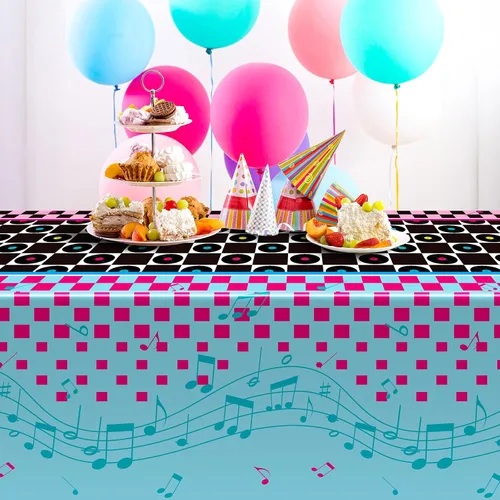 Miniatura 5 de Layhit 3 manteles de los años 50 para fiestas mecedoras de los años 50, grandes, de plástico, desechables, para música de los años 50, suministros