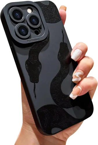 Miniatura 7 de LAPOPNUT Funda negra para iPhone 13 Pro Max, Funda de silicona suave con diseño de patrón de labios lindo para mujeres y niñas, Funda protectora a