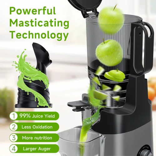 Miniatura 5 de EanOruus Exprimidor de prensa en frío, máquina extractor de jugo de canal de alimentación de 5.8 pulgadas de ancho con 400 W, alto rendimiento