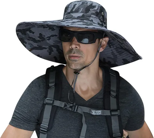 Miniatura 13 de Leotruny Sombreros de ala ancha para hombre UPF50+ sombrero impermeable transpirable para pesca, senderismo, camping