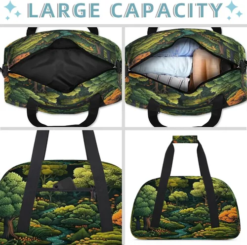 Miniatura 5 de Travel Duffle Bag, Waterproof Weekender Overnight Bags for Women Men Forest Lightweight Carry on Duffle Gym Bag for Travel, Sports, Fitness, Workout