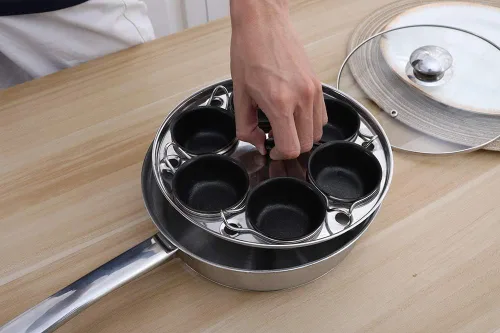 Miniatura 6 de Sartén para escalfar huevos - Olla para huevos escalfados de acero inoxidable – Perfecto fabricante de huevos escalfados – Juego de utensilios