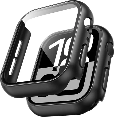 Miniatura 36 de TAURI - Juego de 2 carcasas rígidas para Apple Watch SE Series 6, 5, 4, 1.732 in (44mm), protector de pantalla integrado de cristal templado 9H, Azul