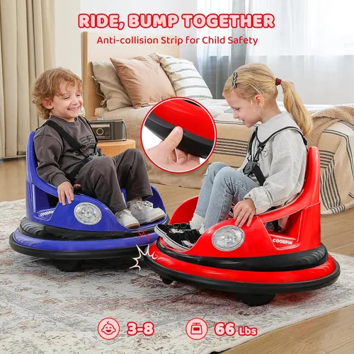 Miniatura 3 de ELEMARA Coche chocón para niños, 3.1 km/h máx, coche eléctrico de 12 V para niños pequeños, coche de choque con giro de 360° y música, 5 modos