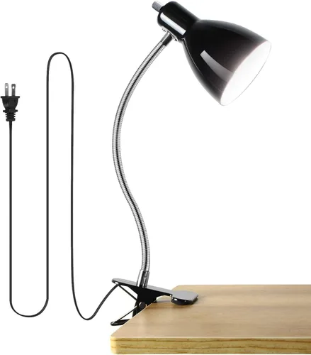 Lámpara de escritorio para cuidado de los ojos, lámparas de mesa, rotación de 360°, cuello de cisne con clip, luz de lectura portátil, luz para leer