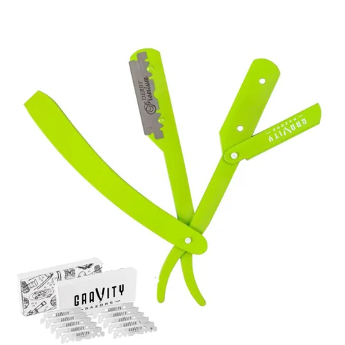 Miniatura 22 de Kit de navaja de afeitar recta profesional GRAVITY RAZORS – Ultra Exposición, incluye 10 cuchillas premium, 2 mm expuestas, blanco
