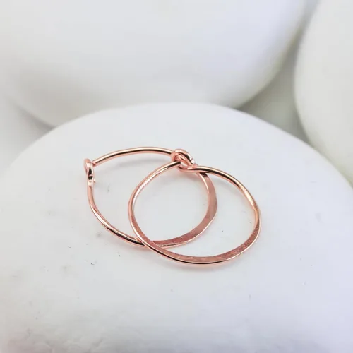 Miniatura 49 de Aretes de aro finos martillados, elegantes plata esterlina geométrica sólida, relleno de oro y relleno de oro rosa; para mujer por Lotus Stone