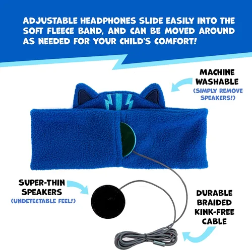 Miniatura 4 de CozyPhones PJ Masks Catboy Auriculares para Niños Sobre la Oreja con Diadema - Volumen Limitado con Altavoces Delgados y Diadema de Vellón Suave