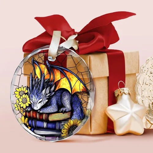 Miniatura 3 de Adorno de dragón para amantes de los libros, adornos de Navidad de libros de dragones, regalos de dragones para mujeres, hombres, amantes