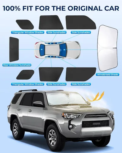 Miniatura 6 de para Toyota 4Runner 2010-2024, juego de 8 protectores solares para ventanas de coche, privacidad para parabrisas delantero, laterales y traseros
