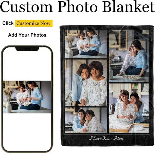 Miniatura 2 de Manta personalizada con imagen, mantas personalizadas para adultos y niños, manta de fotos personalizable, mantas personalizadas como regalo para 5
