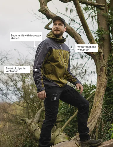 Miniatura 6 de RevolutionRace Chaqueta Silence Proshell para hombre chaqueta impermeable Softshell con cremalleras de ventilación