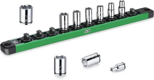Miniatura 10 de SK Juego de llaves de 1/4 pulgada, llaves métricas, 13 piezas de 4-14 mm, acabado SuperKrome, construcción premium CR-V, con organizador de llaves