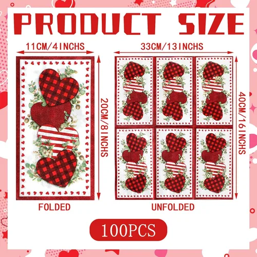Miniatura 2 de Karenhi 200 servilletas de San Valentín, servilletas de eucalipto con corazones de San Valentín, toallas de mano desechables para baño, toallas