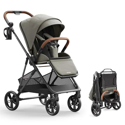 Miniatura 10 de MAMAZING Air Lux - Cochecito de bebé, marco de fibra de carbono de solo 15.8 libras, cochecito plegable compacto para niños pequeños con asiento Gris