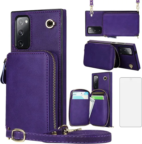 Miniatura 10 de Asuwish Funda de teléfono para Samsung Galaxy S20 FE 5G de 6.5 pulgadas con protector de pantalla y soporte para tarjetas con cremallera, soporte