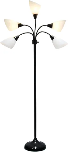Miniatura 9 de Simple Designs LF2006-BAW 67" Lámpara de pie contemporánea con múltiples cabezales Medusa de 5 luces, lámpara de pie ajustable de cuello de cisne