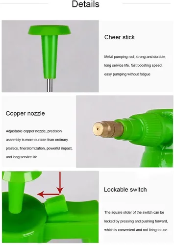 Miniatura 2 de Pulverizador de bomba de jardín de 68 oz/0.5 galones, botella de presión de mano de latón, boquilla ajustable de latón, gran capacidad, maleza