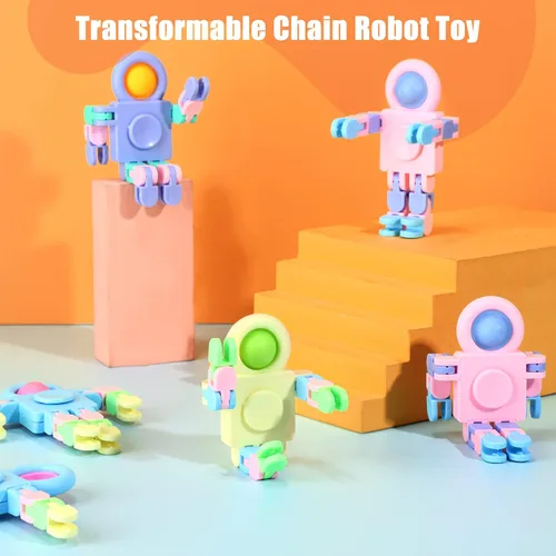 Miniatura 4 de Hanaive 8 piezas robot Fidget Spinners transformable con cadena de giroscopio para dedos, deformable, para aliviar el estrés, juguetes sensoriales