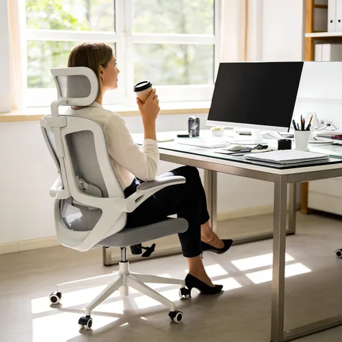 Miniatura 8 de Ergonomic Office Chair - 350LB Comfy Desk Chairs with Adjustable Lumbar Back and Support, Mesh Computer Chairs with Wheels and Arms for Home Office