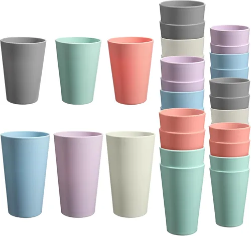 Miniatura 11 de Juego de 24 vasos de plástico irrompibles, vasos de plástico reutilizables de 20 onzas, vasos de agua apilables, vaso para beber para cocina