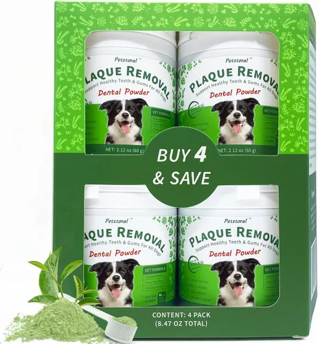 Miniatura 10 de Petstoral Polvo dental natural para perros, cuidado dental para perros, removedor de placa y tratamiento para el mal aliento, encías saludables