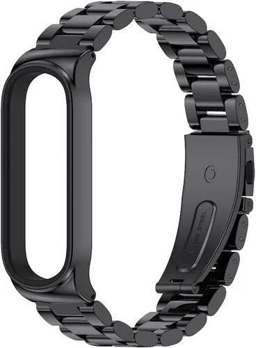 Miniatura 2 de Correa de repuesto de metal para Amazfit Band 5, correa de reloj compatible con Amazfit 5 Fitness Tracker (cuentas, negro)