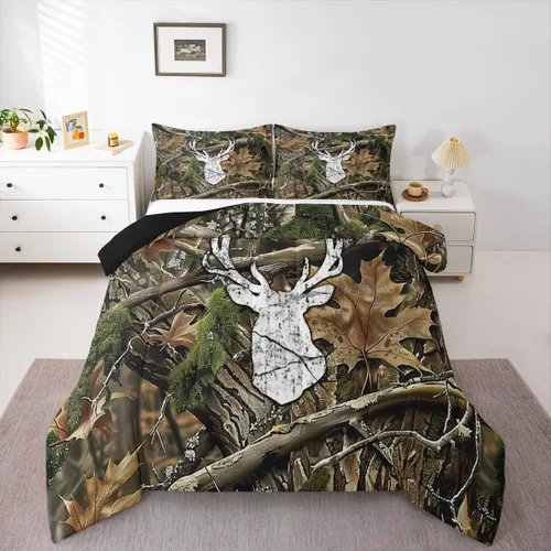 Miniatura 28 de Feelyou Juego de edredón de caza de patos para niñas y niños, edredón de patos de malardo, juego de ropa de cama de caza y pesca, juego de edredón