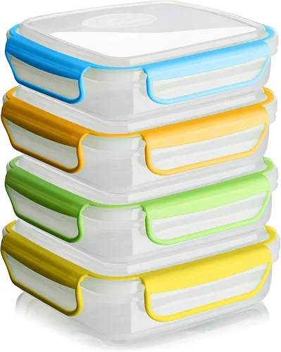 Miniatura 4 de Snap Fresh - Paquete de 4 recipientes para sándwich (15.2 fl oz) - Plástico reutilizable, sin BPA, tapas de cierre a presión y cierre y sello