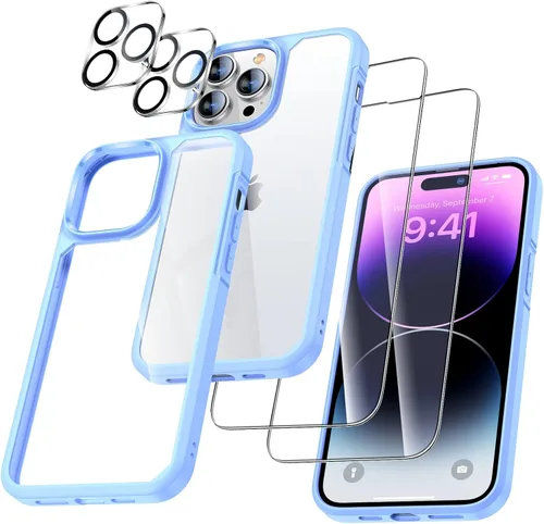 Miniatura 8 de UniqueMe [Diseño 5 en 1 para iPhone 13 Mini ase, paquete de 2 protectores de pantalla de vidrio templado + 2 protectores de lente de cámara