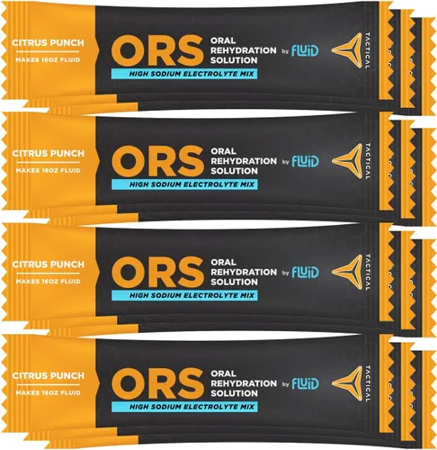 Fluid Tactical - ORS (solución de rehidratación oral), se recupera más rápido, electrolitos de deshidratación extrema, paquete de 12 (Citrus Punch)