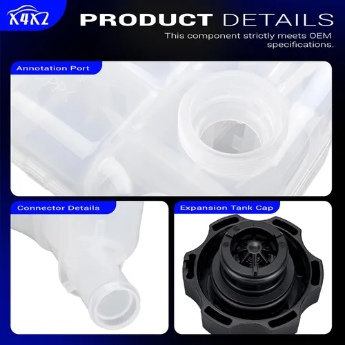 Miniatura 8 de 603-383 Tanque de expansión del radiador del depósito de refrigerante del motor con tapa para Chevy Cruze Orlando 2010-2016 Buick Verano Cascada