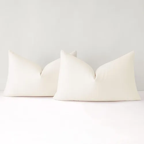 Miniatura 39 de Mixhug Juego de 2 fundas de almohada decorativas de lino para sofá y cama, cojín lumbar, color marrón claro, 12 x 20 pulgadas