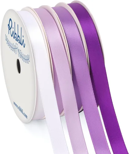 Miniatura 24 de Ribbli Cinta de satén azul de 3/8 pulgadas x 4 rollos en total 40 yardas, cinta azul bebé/azul real/azul eléctrico/azul marino para envolver y Azul