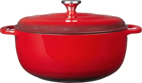 Miniatura 2 de Lodge, EC7D43 - Horno holandés de hierro fundido esmaltado, 7.5 cuartos de galón, rojo (Island Spice Red)